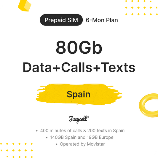 Prepaid SIM Spain 80Gb Data, Texts & Calls